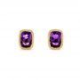 18k Yellow Gold 18k Yellow Gold Vintage-inspired Amethyst Stud Earrings - Three-Quarter View -  103500 - Thumbnail