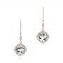 14k Rose Gold 14k Rose Gold Vintage-inspired Aquamarine And Diamond Earrings - Three-Quarter View -  103609 - Thumbnail