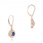 18k Rose Gold 18k Rose Gold Vintage-inspired Blue Sapphire And Diamond Earrings - Front View -  103330 - Thumbnail