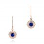 18k Rose Gold 18k Rose Gold Vintage-inspired Blue Sapphire And Diamond Earrings - Three-Quarter View -  103330 - Thumbnail