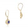 14k Yellow Gold 14k Yellow Gold Vintage-inspired Blue Sapphire And Diamond Earrings - Front View -  103330 - Thumbnail