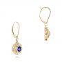 18k Yellow Gold 18k Yellow Gold Vintage-inspired Blue Sapphire And Diamond Earrings - Front View -  103330 - Thumbnail