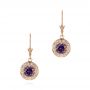 14k Rose Gold Vintage-inspired Diamond And Iolite Drop Earrings - Three-Quarter View -  103747 - Thumbnail