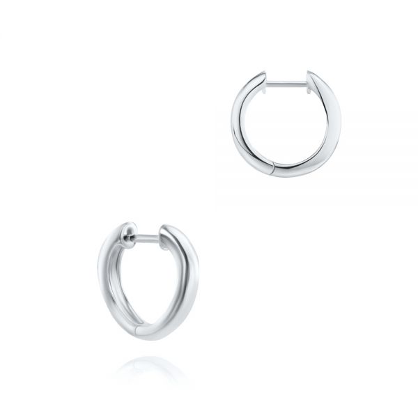 Platinum Platinum Wave Huggie Earrings - Front View - 107744
