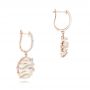 14k Rose Gold 14k Rose Gold White Mother Of Pearl And Diamonds Mini Luna Earrings - Front View -  102494 - Thumbnail