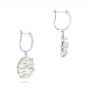 14k White Gold White Mother Of Pearl And Diamonds Mini Luna Earrings - Front View -  102494 - Thumbnail