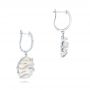 18k White Gold 18k White Gold White Mother Of Pearl And Diamonds Mini Luna Earrings - Front View -  102494 - Thumbnail