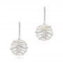 18k White Gold 18k White Gold White Mother Of Pearl And Diamonds Mini Luna Earrings - Three-Quarter View -  102494 - Thumbnail