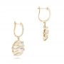 18k Yellow Gold 18k Yellow Gold White Mother Of Pearl And Diamonds Mini Luna Earrings - Front View -  102494 - Thumbnail