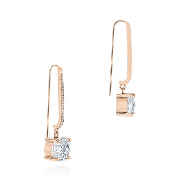 14k Rose Gold 14k Rose Gold White Topaz And Diamond Earrings - Front View -  105846