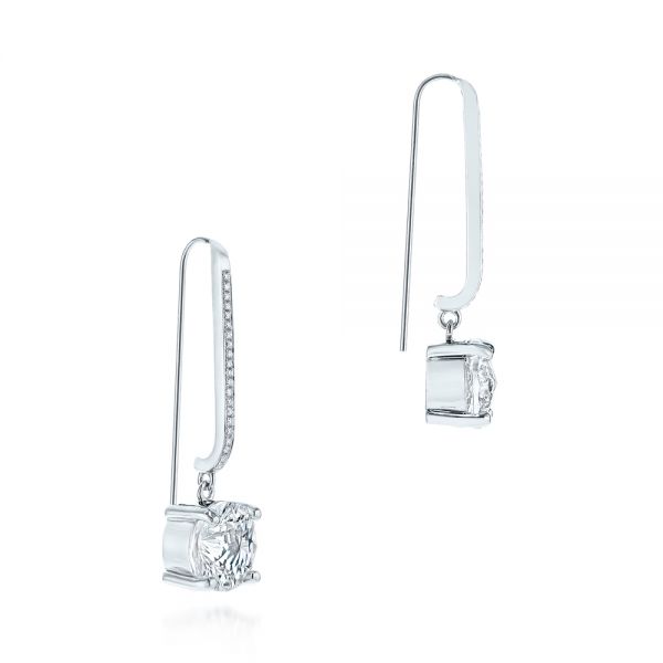  Platinum Platinum White Topaz And Diamond Earrings - Front View -  105846