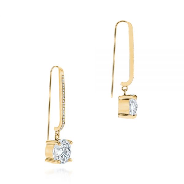 18k Yellow Gold 18k Yellow Gold White Topaz And Diamond Earrings - Front View -  105846