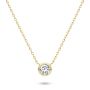 14k Yellow Gold Bezel Set Round Diamond Necklace - Three-Quarter View -  108211 - Thumbnail