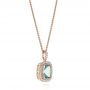 14k Rose Gold 14k Rose Gold Aquamarine And Diamond Halo Pendant - Front View -  103734 - Thumbnail