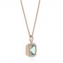 14k Rose Gold 14k Rose Gold Aquamarine And Diamond Halo Pendant - Front View -  103734 - Thumbnail