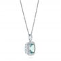 14k White Gold 14k White Gold Aquamarine And Diamond Halo Pendant - Front View -  103734 - Thumbnail