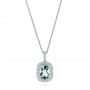  Platinum Platinum Aquamarine And Diamond Halo Pendant - Three-Quarter View -  103734 - Thumbnail