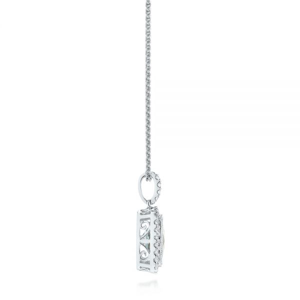 14k White Gold 14k White Gold Aquamarine And Diamond Halo Pendant - Side View - 103734