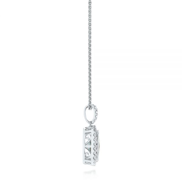  Platinum Platinum Aquamarine And Diamond Halo Pendant - Side View -  103734