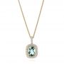 14k Yellow Gold 14k Yellow Gold Aquamarine And Diamond Halo Pendant - Three-Quarter View -  103734 - Thumbnail