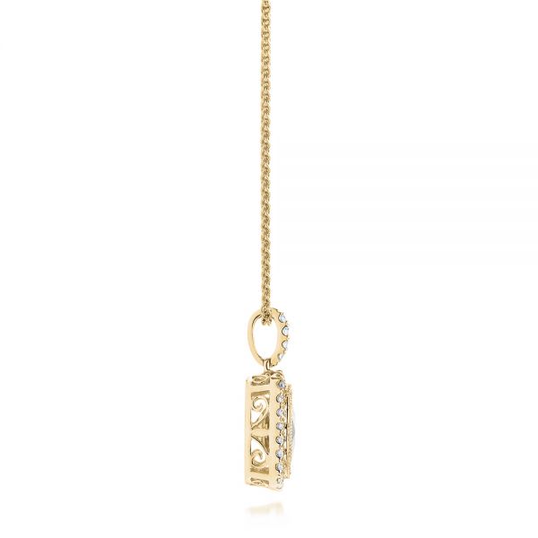 18k Yellow Gold 18k Yellow Gold Aquamarine And Diamond Halo Pendant - Side View - 103734