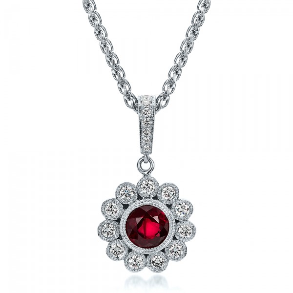 Custom Ruby and Diamond Pendant - Image