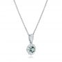 14k White Gold Alexandrite And Diamond Halo Pendant - Flat View -  102514 - Thumbnail