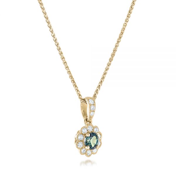 18k Yellow Gold 18k Yellow Gold Alexandrite And Diamond Halo Pendant - Flat View - 102514