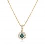 18k Yellow Gold 18k Yellow Gold Alexandrite And Diamond Halo Pendant - Three-Quarter View -  102514 - Thumbnail