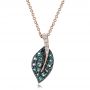 18k Rose Gold 18k Rose Gold Alexandrite And Diamond Leaf Pendant - Three-Quarter View -  100721 - Thumbnail