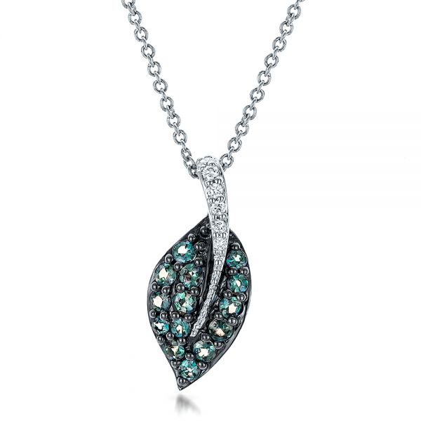 Alexandrite and Diamond Leaf Pendant - Image