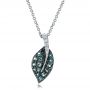 14k White Gold 14k White Gold Alexandrite And Diamond Leaf Pendant - Three-Quarter View -  100721 - Thumbnail