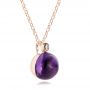 18k Rose Gold 18k Rose Gold Amethyst Cabochon And Diamond Pendant - Flat View -  100444 - Thumbnail