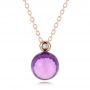 14k Rose Gold 14k Rose Gold Amethyst Cabochon And Diamond Pendant - Three-Quarter View -  100444 - Thumbnail