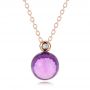 14k Rose Gold 14k Rose Gold Amethyst Cabochon And Diamond Pendant - Three-Quarter View -  100444 - Thumbnail