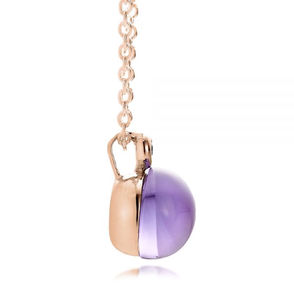 14k Rose Gold 14k Rose Gold Amethyst Cabochon And Diamond Pendant - Side View - 100444
