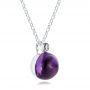 18k White Gold 18k White Gold Amethyst Cabochon And Diamond Pendant - Flat View -  100444 - Thumbnail