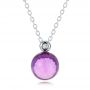 18k White Gold 18k White Gold Amethyst Cabochon And Diamond Pendant - Three-Quarter View -  100444 - Thumbnail