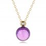 18k Yellow Gold 18k Yellow Gold Amethyst Cabochon And Diamond Pendant - Three-Quarter View -  100444 - Thumbnail