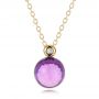 14k Yellow Gold 14k Yellow Gold Amethyst Cabochon And Diamond Pendant - Three-Quarter View -  100444 - Thumbnail