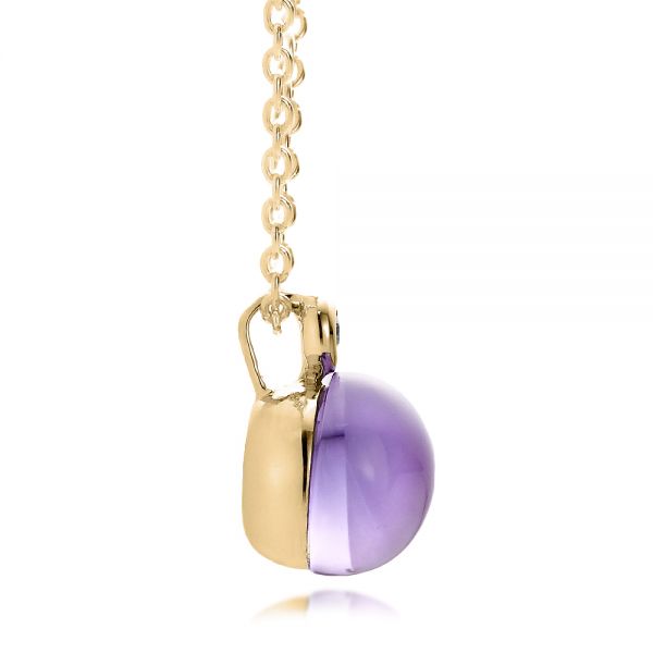 14k Yellow Gold 14k Yellow Gold Amethyst Cabochon And Diamond Pendant - Side View - 100444