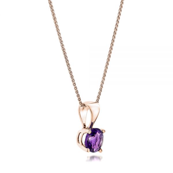 18k Rose Gold 18k Rose Gold Amethyst Pendant - Flat View -  100960