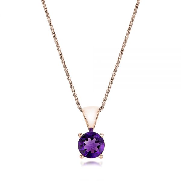 14k Rose Gold 14k Rose Gold Amethyst Pendant - Three-Quarter View -  100960