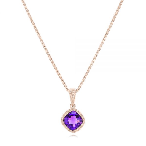 18k Rose Gold 18k Rose Gold Amethyst Pendant - Three-Quarter View -  102651