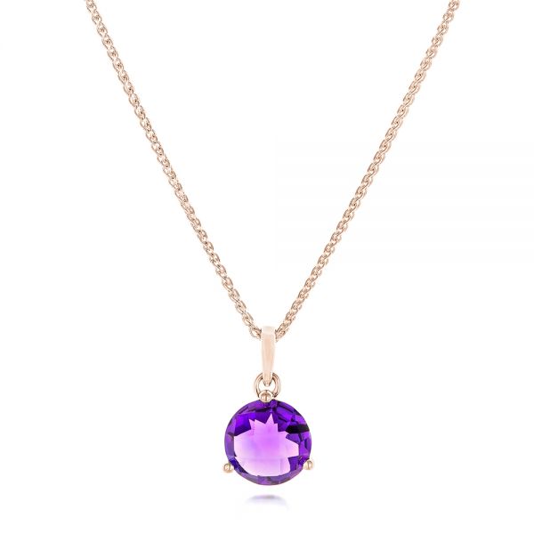 14k Rose Gold 14k Rose Gold Amethyst Pendant - Three-Quarter View -  102652