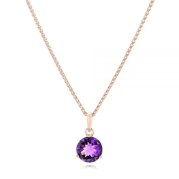 14k Rose Gold 14k Rose Gold Amethyst Pendant - Three-Quarter View -  102653