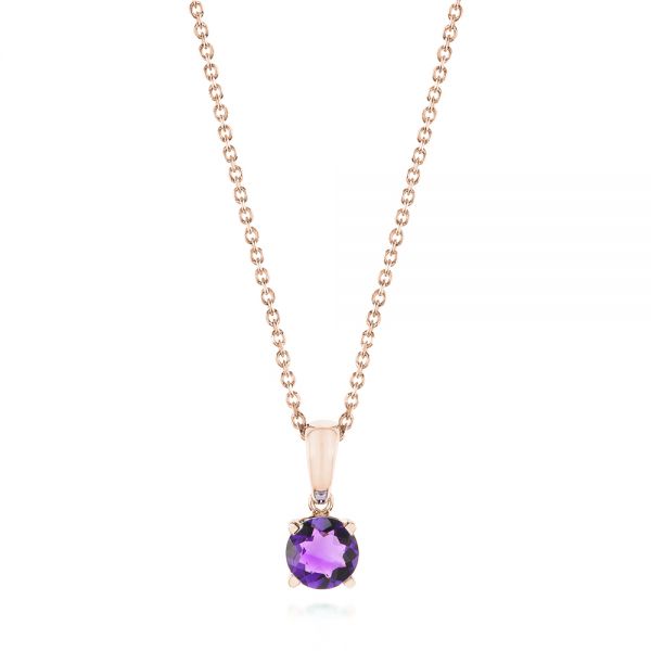 14k Rose Gold 14k Rose Gold Amethyst Pendant - Three-Quarter View -  103705