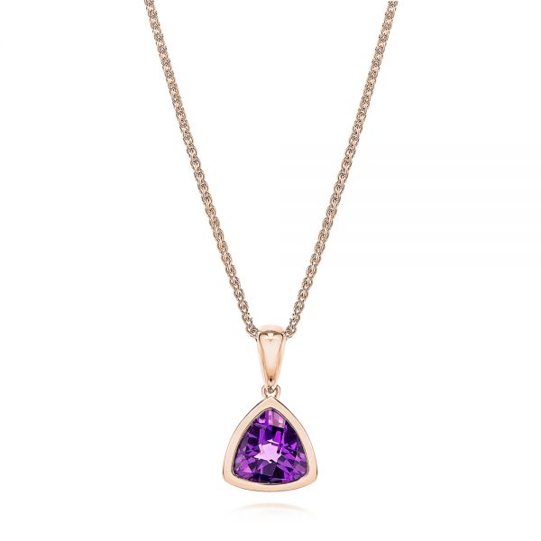 14k Rose Gold 14k Rose Gold Amethyst Pendant - Three-Quarter View -  106587