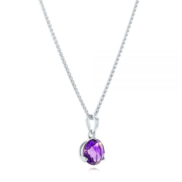 18k White Gold 18k White Gold Amethyst Pendant - Flat View - 102653
