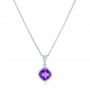 14k White Gold Amethyst Pendant - Three-Quarter View -  102651 - Thumbnail